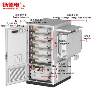Armoire de stockage d'énergie extérieure à refroidissement liquide Yangde Electric 125 kW 261 kWh avec onduleur et système de batterie - Product Image 1