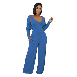 Otoño nueva mujer moda cintura alta sin mangas cuello en V <span class=keywords><strong>mono</strong></span> <span class=keywords><strong>con</strong></span> manga larga <span class=keywords><strong>Chaqueta</strong></span> <span class=keywords><strong>de</strong></span> punto mujeres conjunto <span class=keywords><strong>de</strong></span> dos piezas - Product Image 5