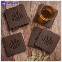 Sous-verres en cuir vierges pour gravure laser, protège-tables en cuir, sous-verres personnalisés en cuir avec logo, cadeau