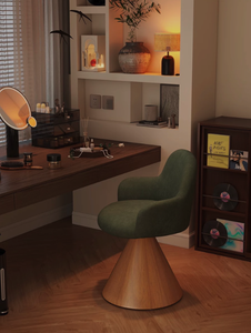 Silla de Tocador de Cuero PU Moderna y Lujosa para Dormitorio, Giratoria, de Madera Maciza, con Tapizado de Terciopelo, Taburete de <span class=keywords><strong>Maquillaje</strong></span>, Estilo Minimalista de Alta Gama - Product Image 4