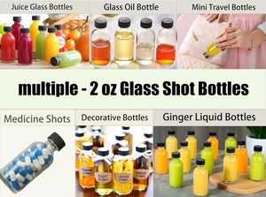 Bouteilles en verre transparentes de 60 ml (2 oz) avec couvercles, entonnoirs en acier inoxydable, flacons ronds Boston pour échantillons de potions et jus - Product Image 3