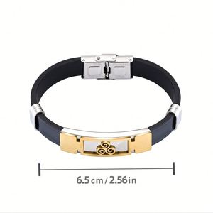 NewNew Arrival Men Silicone Stainless Steel <b>Bracelet</b> Retro Fashion Wristband Custom Handmade Jewelry for Gift - Product Image 5
