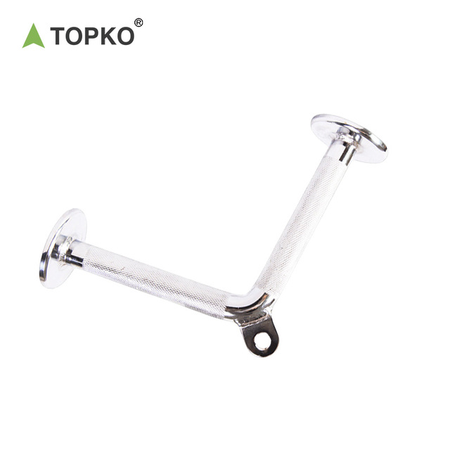 TOPKO Double D Row Handle Cable Attachment for Weight Workout, Steel with Non-Slip Rubber Grip Silver