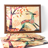 Plateau pour ordinateur portable en bois et tissu, imprimé sur mesure, écologique, avec coussin en tissu, design floral moderne, léger, pour utilisation sur table à manger
