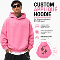 Maßgefertigter Einfarbiger Loser 500gsm Pullover-Hoodie mit Applikations-Logo und Leopardenmuster auf der Rückseite, Street-Style Schwergewichts-Boxy-Fit Sweatshirt für Herren