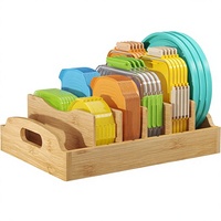 Organizador de Almacenamiento de Bambú de Dos Niveles, Ecológico y Sostenible, Multifuncional y Expandible para Sala de Estar, Contenedor de Alimentos