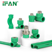IFAN GB/T 18742 sur vente vert té coude prise PPR raccords PN25 20-125MM gros matériaux de plomberie raccords PPR