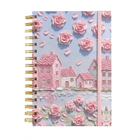 Nouveau carnet A5 2025 personnalisé, série fleurs peintes à l'huile, couverture en cuir, reliure spirale détachable, fournitures de bureau et scolaires