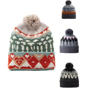Wholesale Custom 100% Acrylic <strong>Pom</strong> <strong>Pom</strong> Knitted Hat Outdoor Ski Sports Keeping Warm Winter <strong>Beanies</strong> - Product Image 2