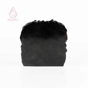 सजावट के लिए गर्म बिक्री शिल्प नए डिजाइन नक्काशी पत्थर काले ओब्सीडियन गोशॉक सिर नक्काशी
