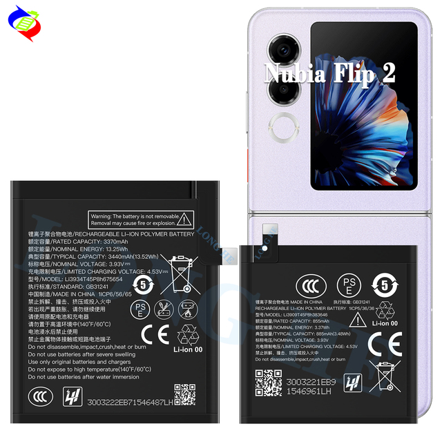 Li3909T45P8h383646 Li3934T45P8h675654 100% Original Li-ion Polyer Rechargeable Battery for ZTE Flip 2