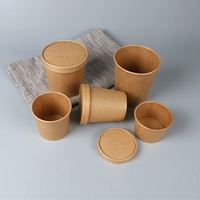 Gobelets / Bols / Récipients en papier jetables Kraft / Blancs avec couvercles en papier