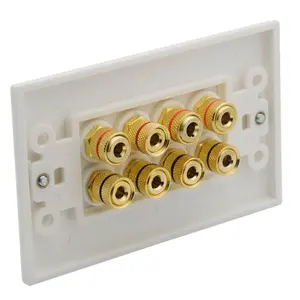 5 Speaker 10 Binding Post Banana Jack Wall Face Plate Surround Sound -White