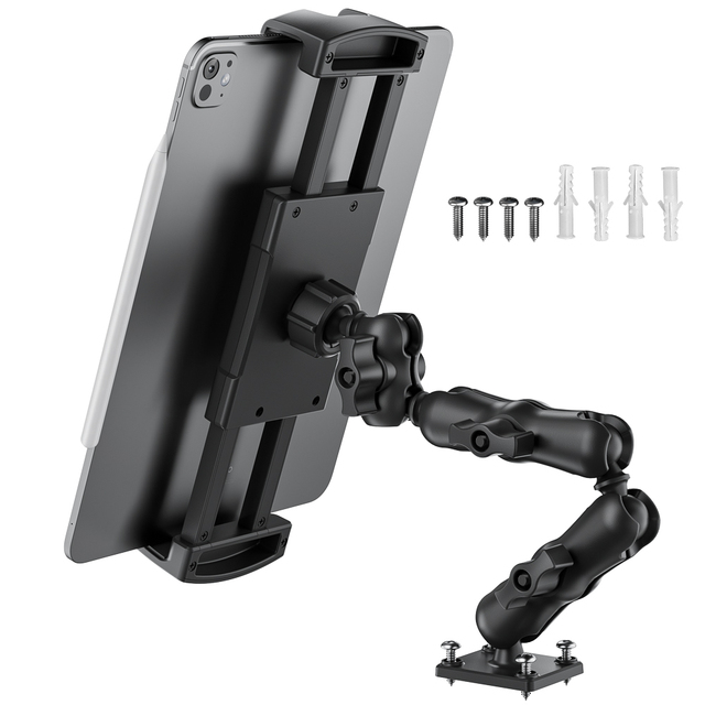 Universal Heavy Duty Drill Base Car Tablet Mount for Car Dashboard for Truck for All 5"-13" Tablets and Car Wall Desk
