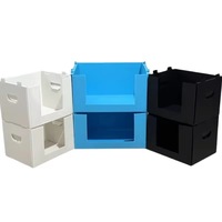 Bac de rangement en plastique creux imprimé numériquement, fabriqué en Chine, noir, en Coroplast, à face ouverte, empilable, personnalisable