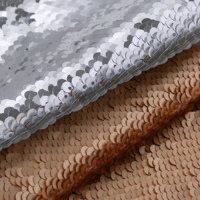 Tissu à paillettes couleur personnalisée, double face, vente en gros, directement de l'usine, pour robes, vêtements de fête, artisanat DIY
