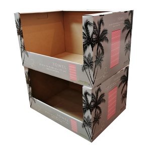 Boîte en carton ondulé PDQ pour supermarché, grande boîte empilable en carton PDQ pour serviettes en coton de resort - Product Image 1