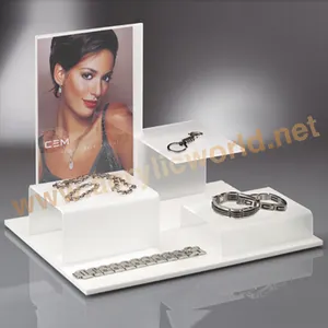 白色丙烯酸珠宝显示器，用于手镯/丙烯酸珠宝展示架