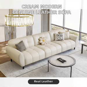 Cómodo Sofá Seccional Crema Convertible <span class=keywords><strong>y</strong></span> Extensible de Forma Rectangular con Patas de Acero Inoxidable para Sala de Estar, Hotel, Villa - Product Image 2