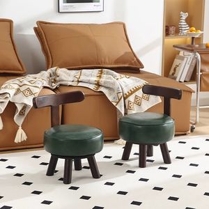 <span class=keywords><strong>Taburete</strong></span> Giratorio de Madera Maciza <span class=keywords><strong>con</strong></span> <span class=keywords><strong>Respaldo</strong></span> y Asiento Acolchado, Silla Pequeña para Niños, para el Hogar, Sala de Estar, <span class=keywords><strong>Taburete</strong></span> para Cambiar Zapatos - Product Image 2