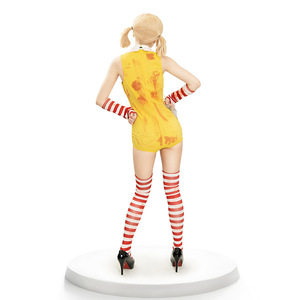 Body de payaso amarillo para mujer con corbata roja y guantes a rayas para disfraz de cosplay de fiesta de Halloween, conjunto de punto elástico para mujer - Product Image 4