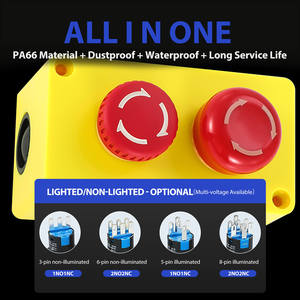 यजिया 16 मिमी प्लास्टिक विद्युत आपातकालीन स्टॉप बटन ला16 ccccccccc tv से, रोह जलरोधी आईपी 65 - Product Image 5