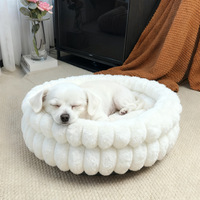 Nid pour animaux de compagnie, tapis rond double en fourrure de lapin pour chats et chiens, pour rester au chaud en hiver