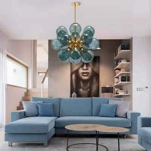 <span class=keywords><strong>Lampadario</strong></span> a Sospensione Nordico con Sfera di Vetro, Design Artistico per Camera da Letto, Moderno <span class=keywords><strong>Lampadario</strong></span> a <span class=keywords><strong>Palloncino</strong></span> in Vetro Blu per Camera da Letto e Soggiorno - Product Image 4