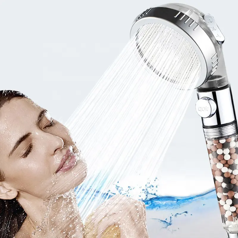 New Design Healthy Negative Ions Water Saving Purification Shower Head With ON/OFF Pause Switch