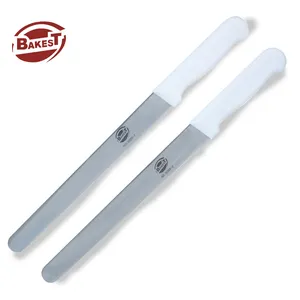 BAKEST couteau à pain Long Logo personnalisé 10 12 14 pouces lame dentelée en acier inoxydable couteau à gâteau au jambon avec manche en plastique