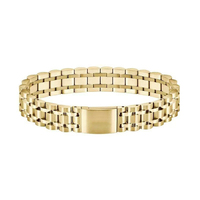 Bracelet pour homme en acier inoxydable 316L, maillons crocodile, plaqué or 18 carats, style punk, réglable, boîte cadeau en option