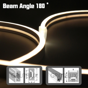 Ultra Dünner 4x8mm 6x6mm Silikon-Neonstreifen Hohe Dichte SMD2835 228/120LEDs/m 3000K-6000K DC12V/24V Gleichmäßiges Licht Luces Led <span class=keywords><strong>Neon</strong></span> - Product Image 5