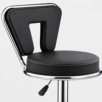 Tabouret de bar moderne en cuir PU à hauteur réglable, pivotant, avec dossier et repose-pieds, base chromée pour cuisine et bar
