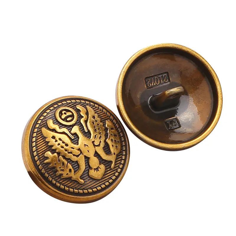 Shank Button Gold Custom Sewing Metal Zinc Alloy Plating Round Sustainable Gold Plated Abs Plastic Shank Button
