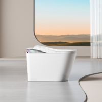WC intelligent monobloc avec bidet intégré, couvercle à ouverture/fermeture automatique, siège chauffant, lavage à l'eau chaude, séchage, désodorisant, télécommande, fixation au sol