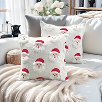 Housse de coussin de Noël personnalisée matelassée Père Noël, broderie, housse de coussin décorative en polaire blanche pour canapé, vente en gros