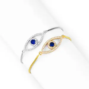 Wholesale greek jewelry 24K gold filled adjustable evil eyes charm bracelets
