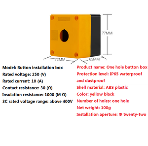 La38 Công Tắc Nút dừng khẩn cấp/hộp Nút dừng khẩn cấp thang máy, một công tắc nút thường mở và một công tắc nút thường đóng - Product Image 3