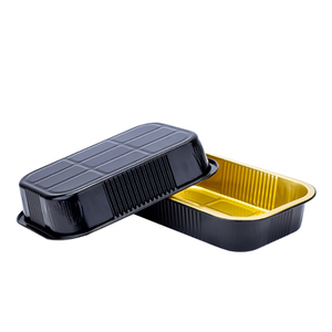 C1000 vàng đen Takeaway khay 1000ml dùng một lần lò nướng an toàn thực phẩm bao bì <span class=keywords><strong>Container</strong></span> hình chữ nhật Lá hộp với nắp - Product Image 2