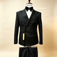 Jas Pria Ukuran Besar untuk Pernikahan Formal 2 Potong Model Double Breasted Bahan Bernapas Tuxedo Pengantin Pria untuk Pesta Malam dan Bisnis