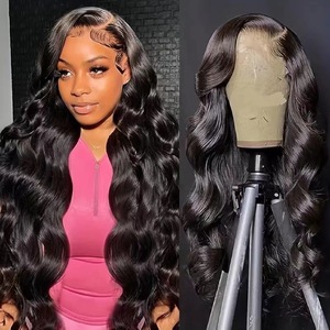 Perruques de cheveux humains brésiliens vierges, ondulées, <span class=keywords><strong>32</strong></span> pouces, avec dentelle frontale HD transparente 13x4, couleur brun clair, densité 180%, sans colle, pré-attachées - Product Image 1
