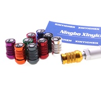 Capuchons de valve de pneu universels colorés en alliage d'aluminium anodisé moleté pour voiture, type Schrader, avec protection anti-poussière