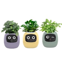 Jardinière intelligente auto-arrosante avec chargement USB Pot de fleur d'intérieur automatique Pot décoratif moderne en résine pour la maison et le bureau