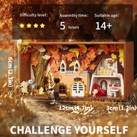 IIECREATE кукольный домик мини-игрушка деревянная коробка-головоломка секретный осенний миниатюрный дом набор ручной работы подарок