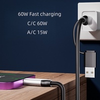 Cable DFX 2 en 1 USB 3.1 Tipo-C a C de 1M con Adaptador USB-A, Carga Rápida de Alta Velocidad para MacBook, Teléfono Móvil, Laptop, Hub