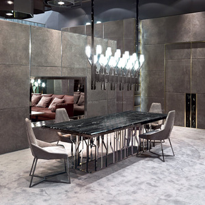 Ensemble de table et chaises de salle à manger de luxe, design moderne, plateau noir, 8 places, taille D - Product Image 3