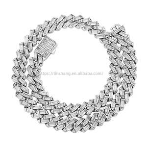 European & American INS Hot 12mm Square Zircon <b>Copper</b> Spring Buckle Cuban Necklace Men's Women's Hip-Hop <b>Chains</b> Bracelet Jewelry - Product Image 5