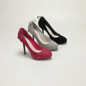 Escarpins à plateforme en daim à bout rond avec nœud et lacets arrière, style rétro, pour soirée, style millénaire, chaussures de mariée - Product Image 1