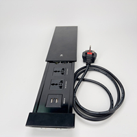 Prise d'extension multifonction IP44 avec ports USB, prise universelle, couvercle coulissant en aluminium pour bureau et usage domestique