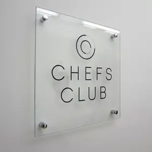 Club Office Building porta in vetro trasparente targhette acriliche Signage Maker Door Sign con nome in vendita